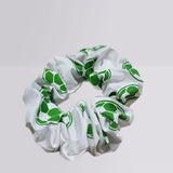 Century soccer white and green hair scrunchie