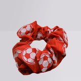 Century soccer red white hair scrunchie